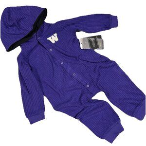 NEW Washington Huskies Colosseum Athletics Waffle Weave Snap Romper 6-12 Mos.